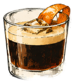 Carajillo cocktail at Bar Renzo's — Licor 43, espresso, orange twist